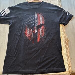 Grunt Style Black Flag Warrior Helmet Crew Neck T Shirt Men’s Sz L
